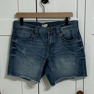 J.Crew Denim Jean Shorts Size 28 Medium Wash Raw Hem Cotton